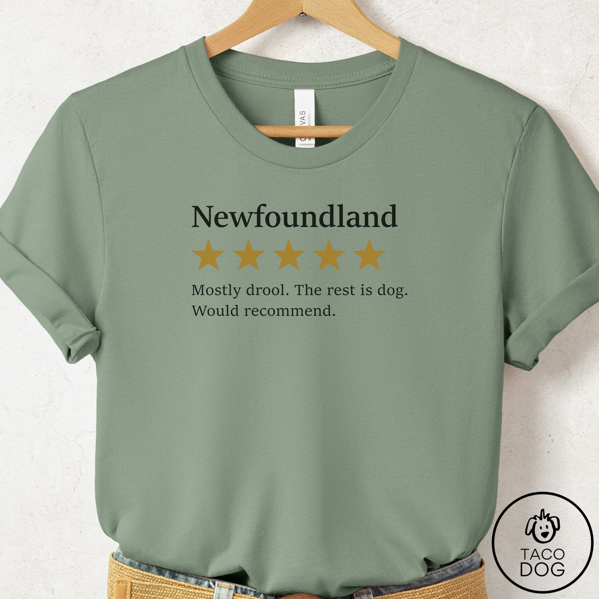 Newfoundland Five Star Review T-Shirt Sage Taco-Dog
