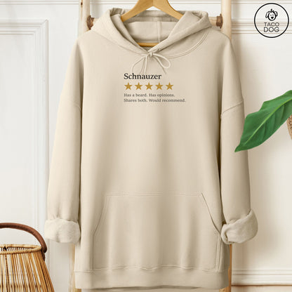 Schnauzer Five Star Review Hoodie Sand Taco-Dog