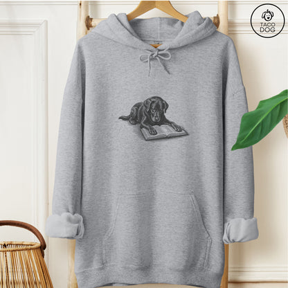 Labrador Retriever Lab Studying Book Hoodie Graphite Heather Taco-Dog