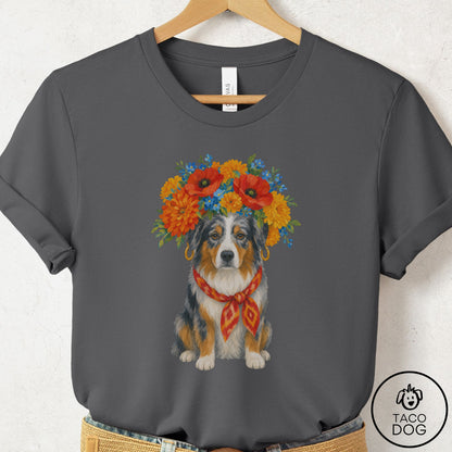 Australian Shepherd Flower Crown T-Shirt