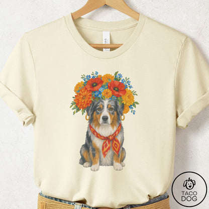 Australian Shepherd Flower Crown T-Shirt