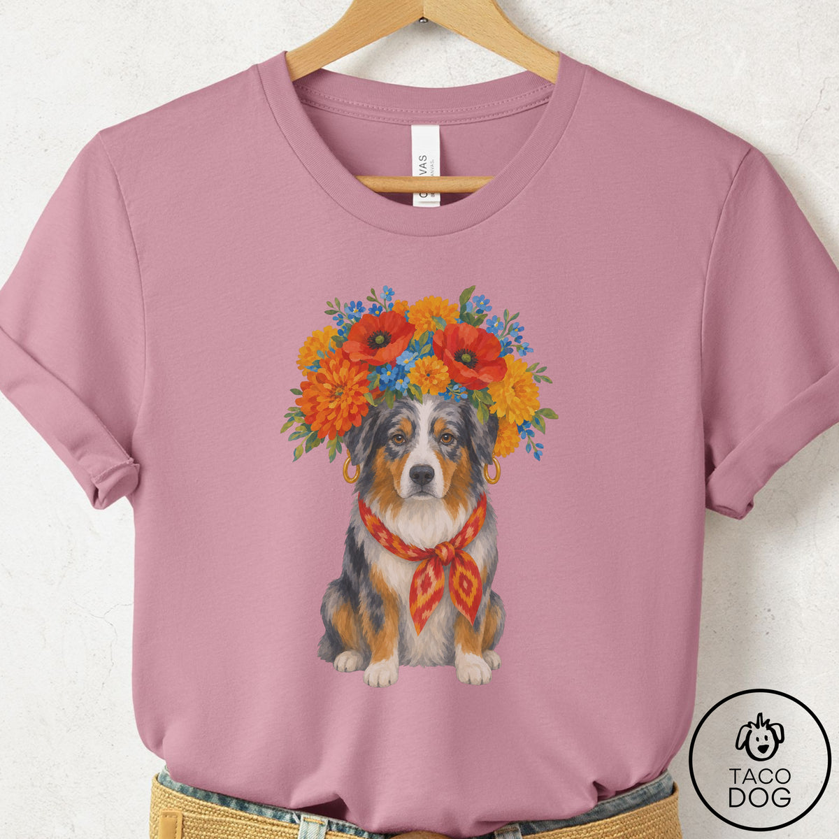 Australian Shepherd Flower Crown T-Shirt