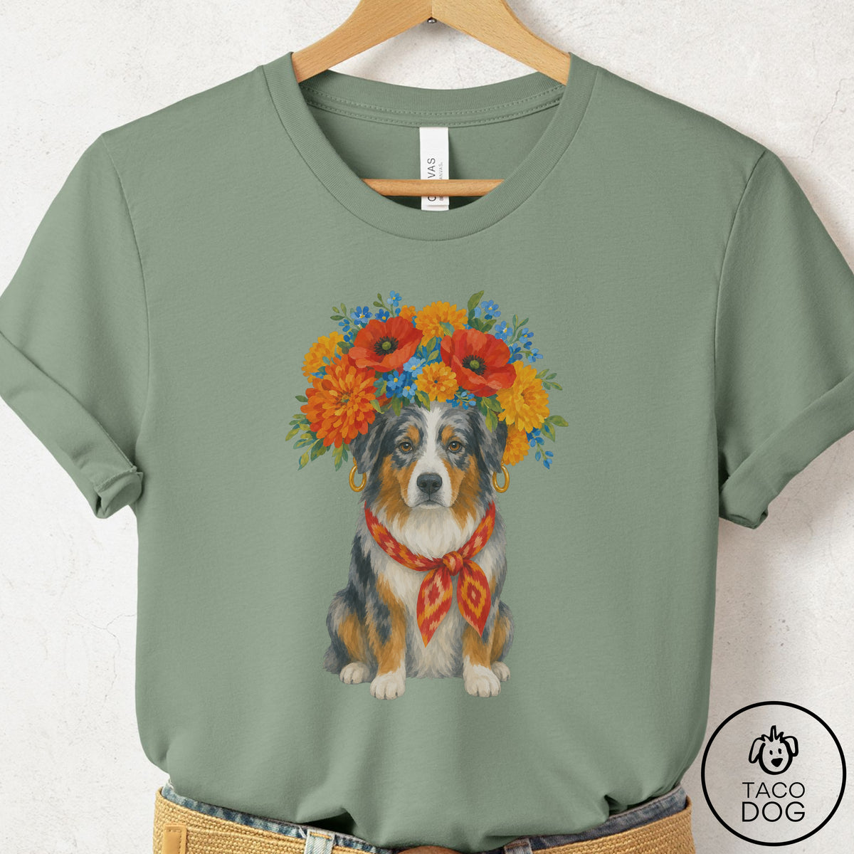 Australian Shepherd Flower Crown T-Shirt