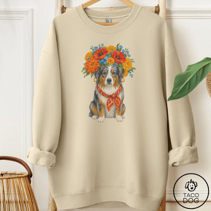 Australian Shepherd Flower Crown Sweatshirt