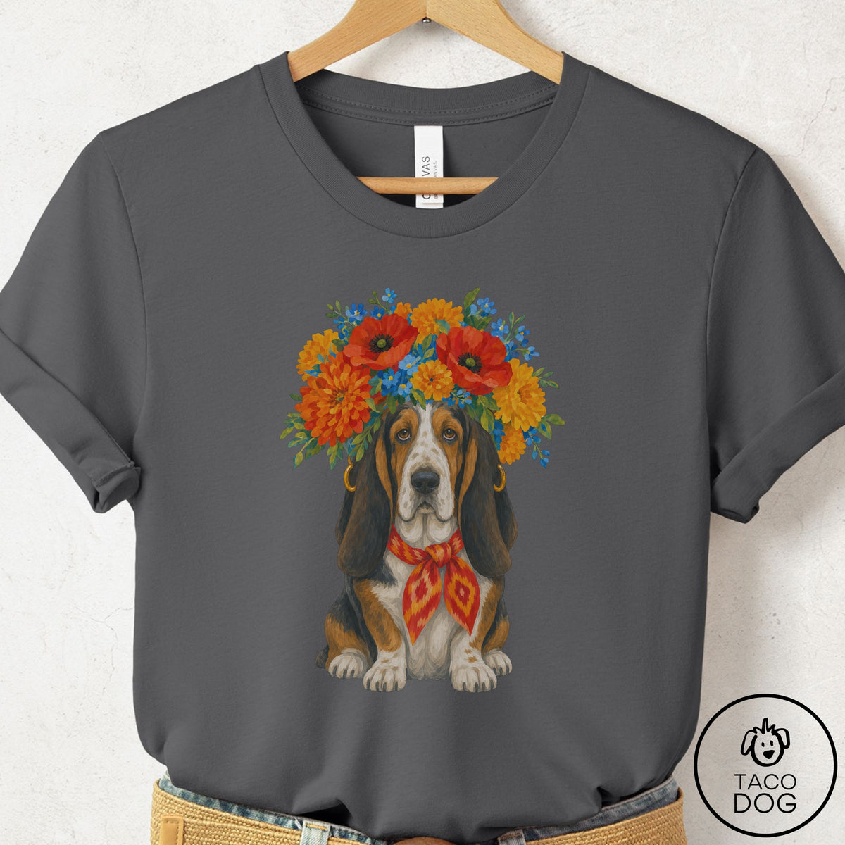 Basset Hound Flower Crown T-Shirt
