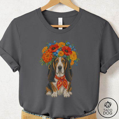 Basset Hound Flower Crown T-Shirt