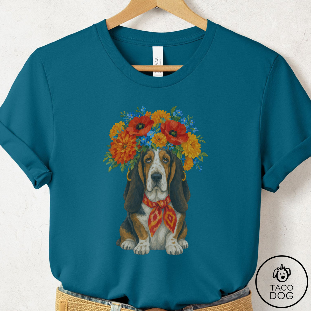 Basset Hound Flower Crown T-Shirt