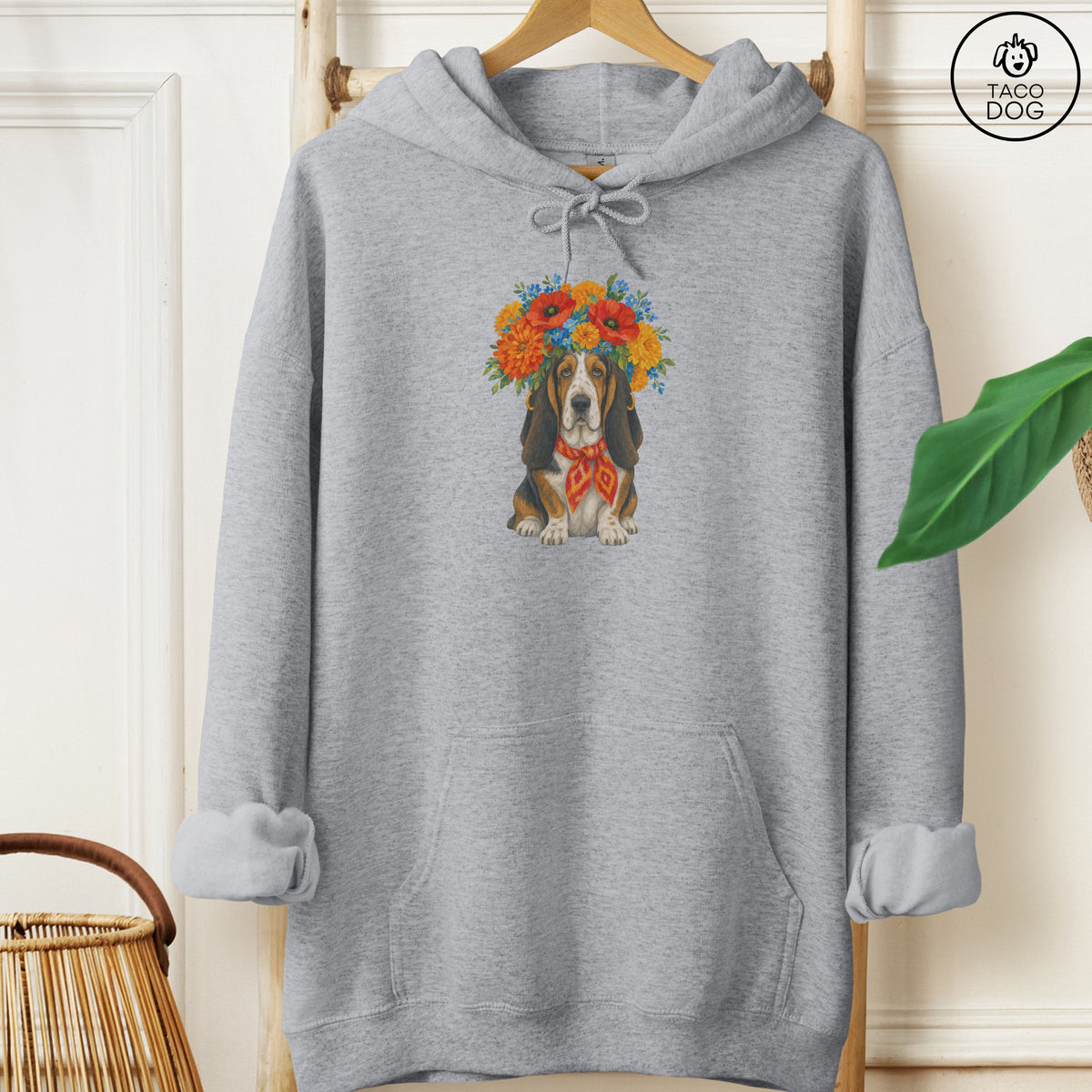 Basset Hound Flower Crown Hoodie