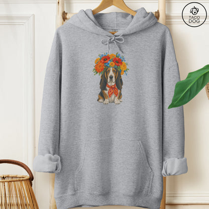 Basset Hound Flower Crown Hoodie