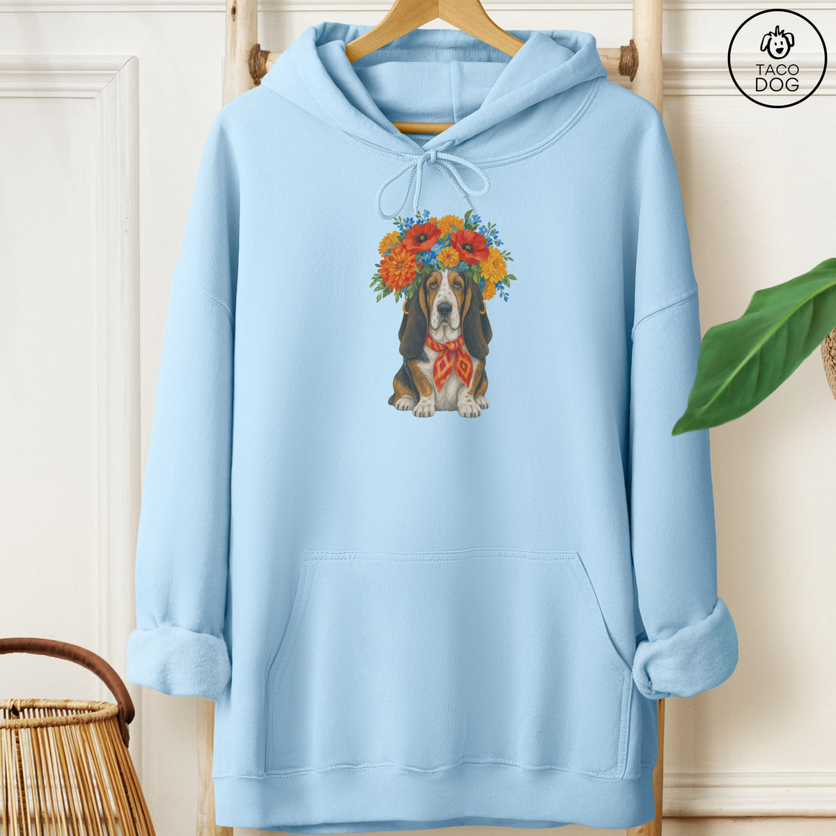 Basset Hound Flower Crown Hoodie