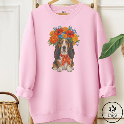 Basset Hound Flower Crown Sweatshirt