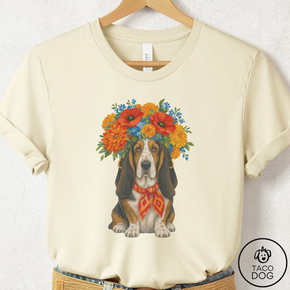 Basset Hound Flower Crown T-Shirt