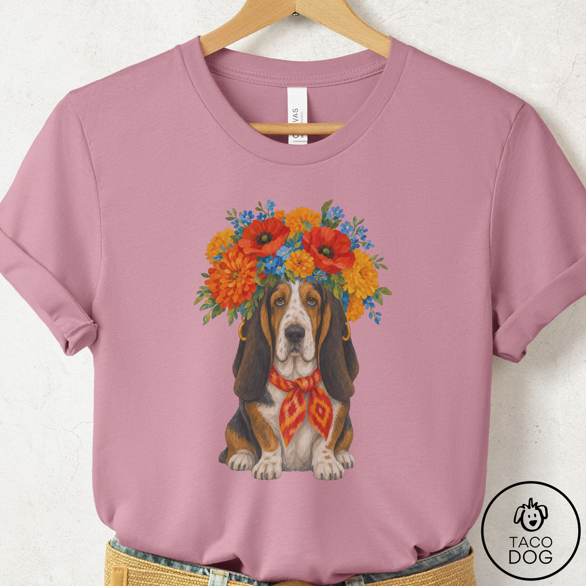 Basset Hound Flower Crown T-Shirt