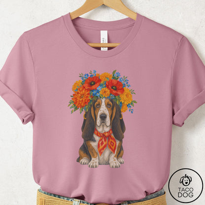 Basset Hound Flower Crown T-Shirt