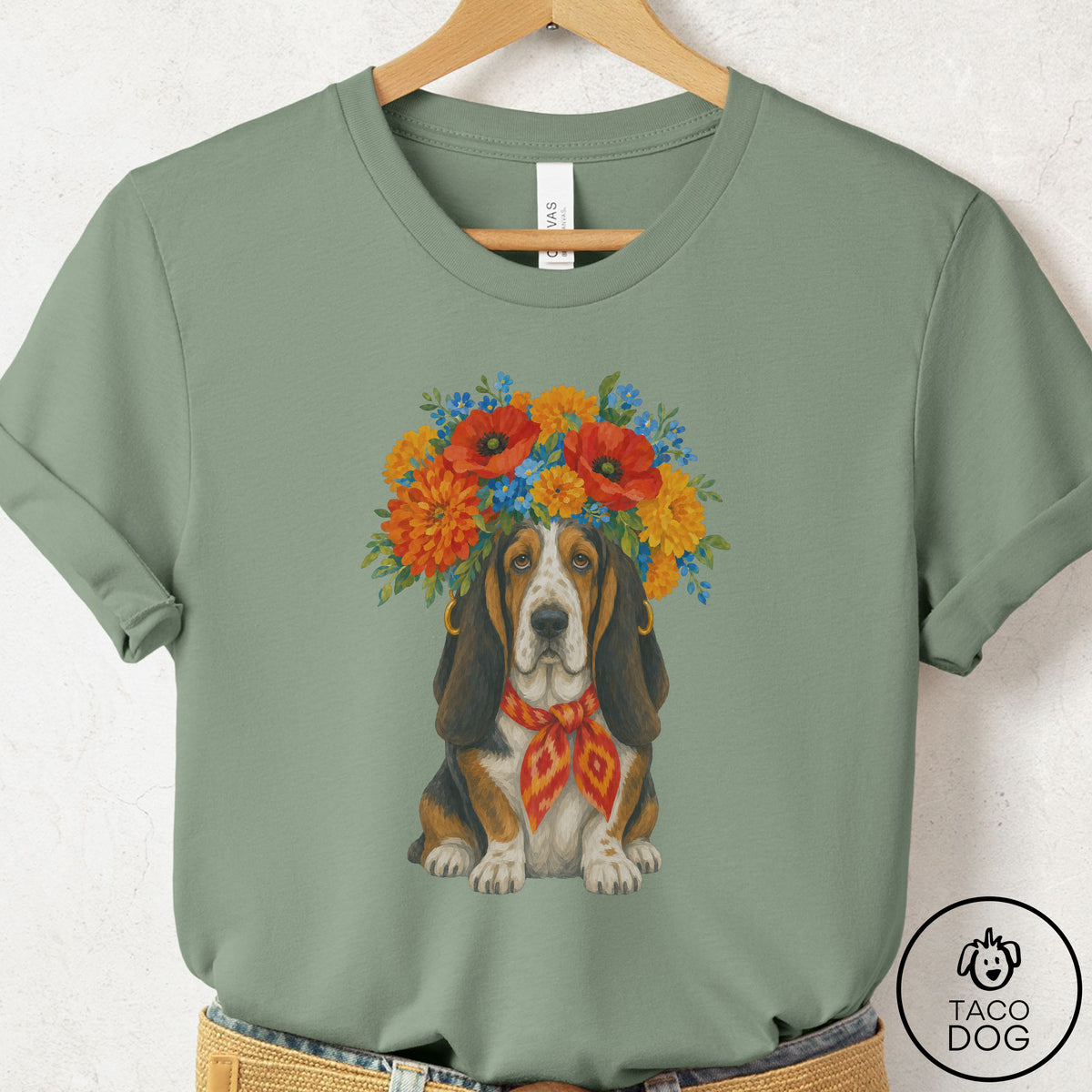 Basset Hound Flower Crown T-Shirt