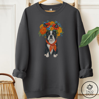 Boston Terrier Flower Crown Sweatshirt