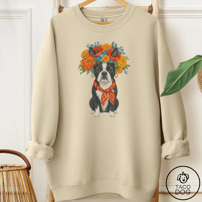 Boston Terrier Flower Crown Sweatshirt