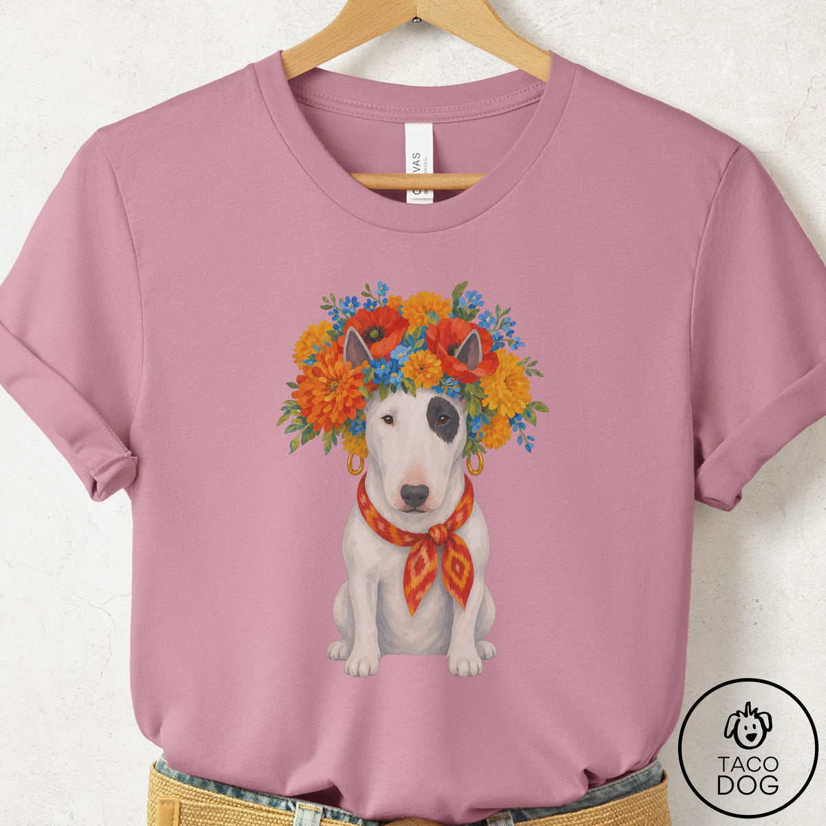 Bull Terrier Flower Crown T-Shirt