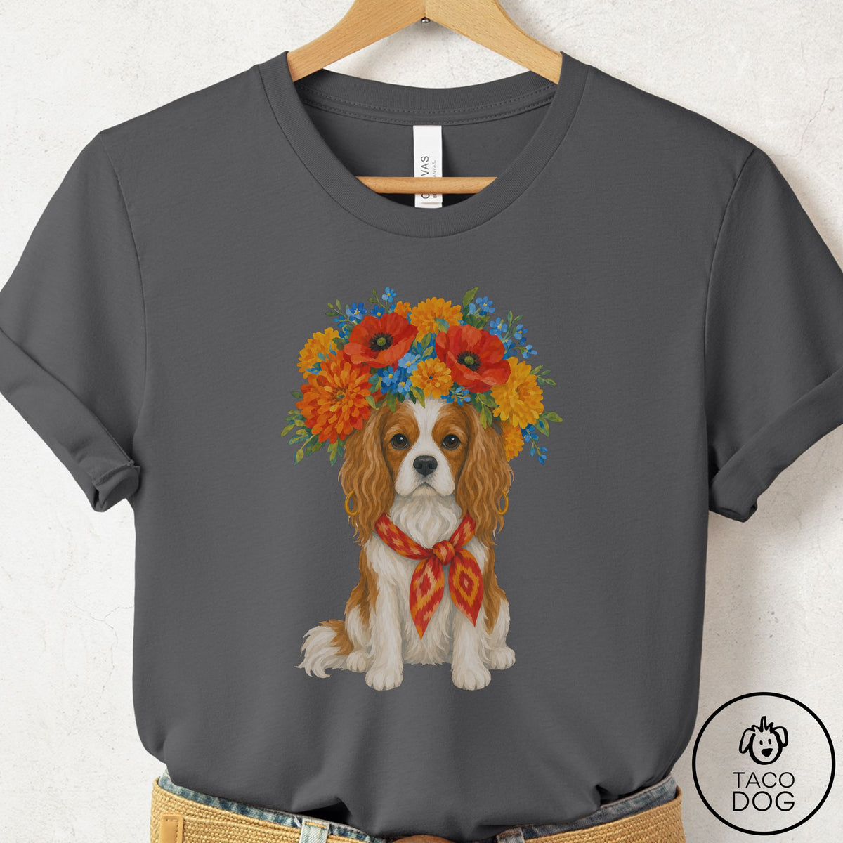 Cavalier King Charles Spaniel Flower Crown T-Shirt