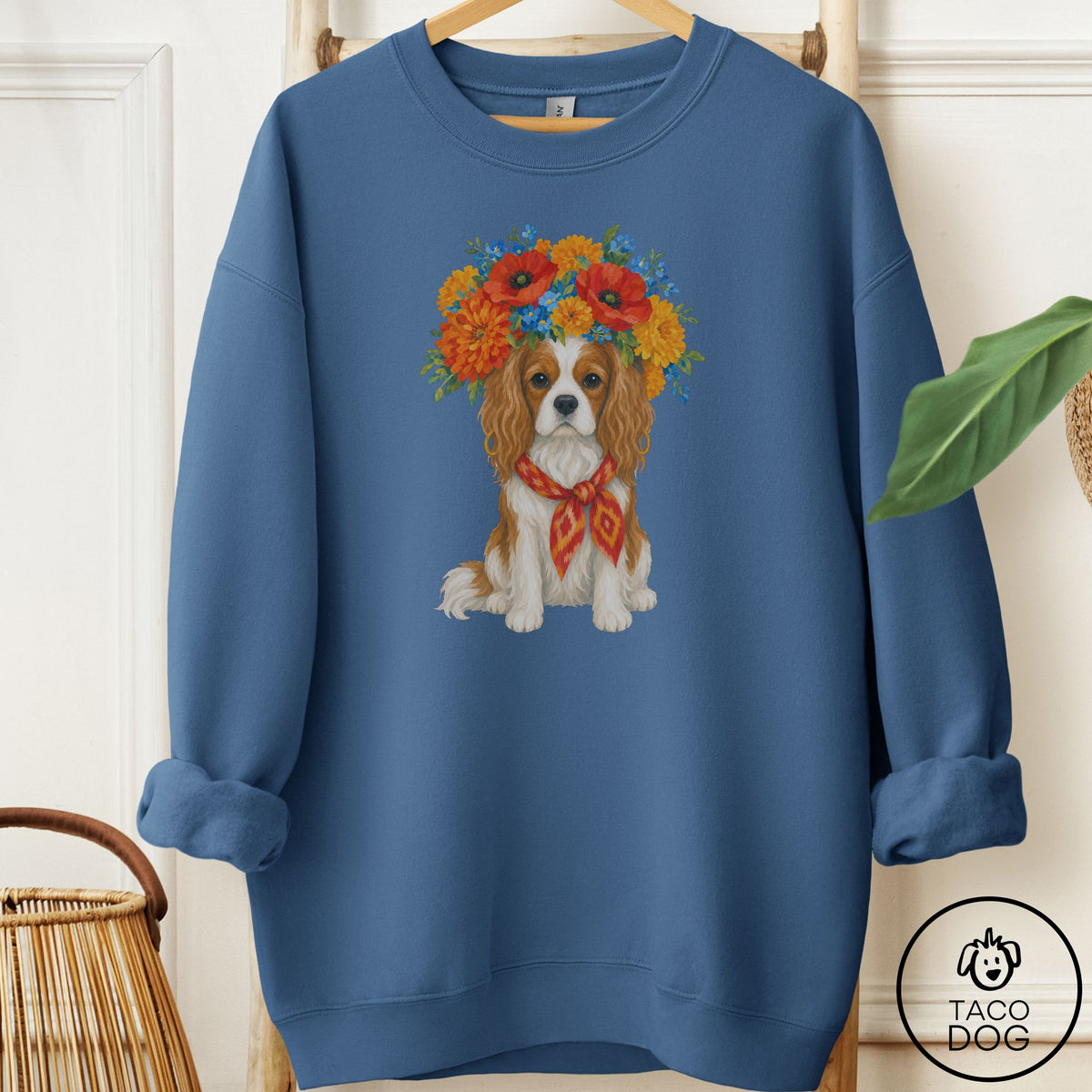 Cavalier King Charles Spaniel Flower Crown Sweatshirt