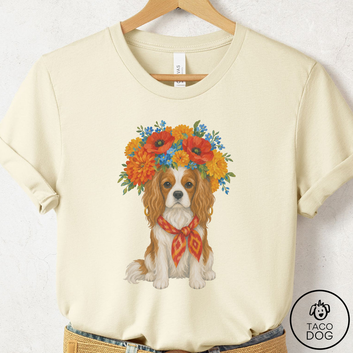 Cavalier King Charles Spaniel Flower Crown T-Shirt