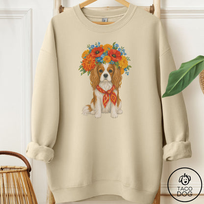 Cavalier King Charles Spaniel Flower Crown Sweatshirt