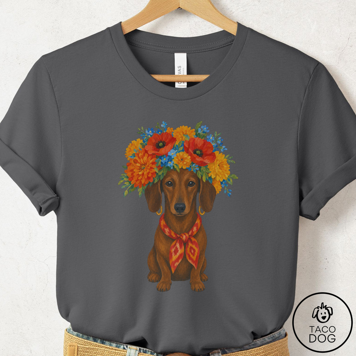Dachshund Flower Crown T-Shirt