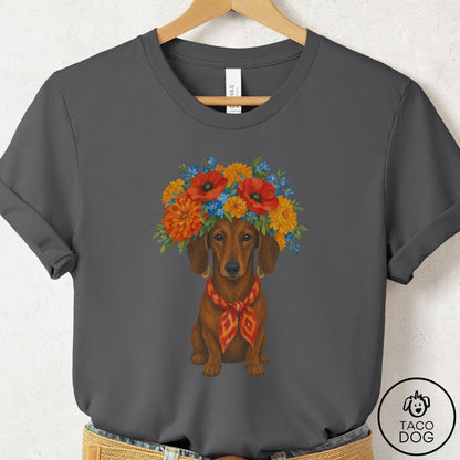 Dachshund Flower Crown T-Shirt