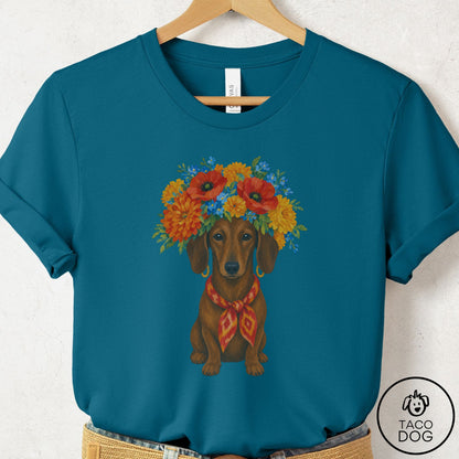 Dachshund Flower Crown T-Shirt