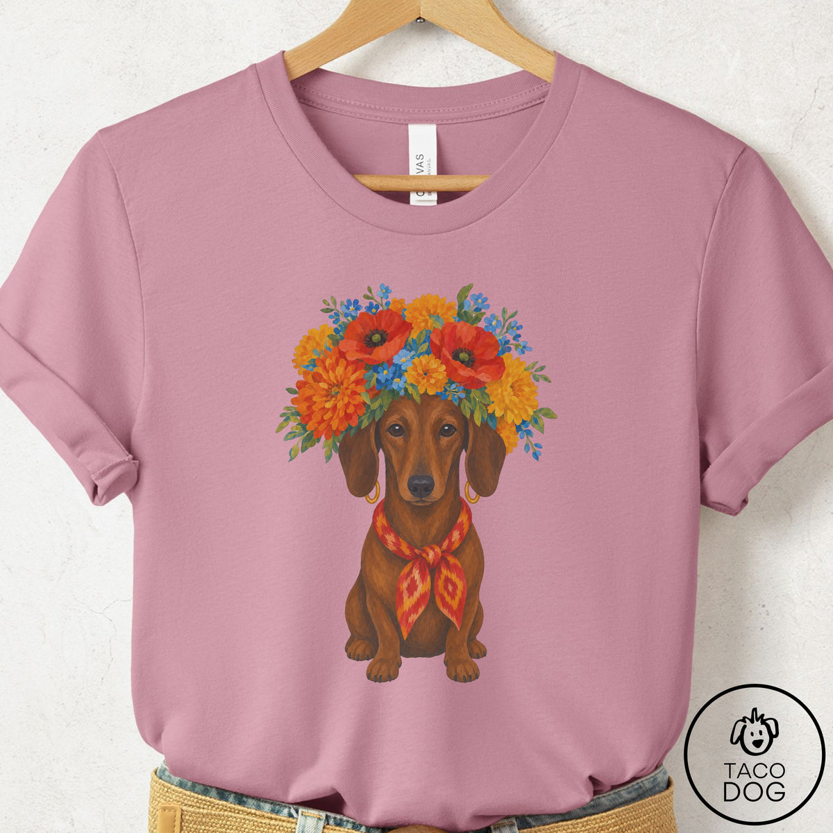 Dachshund Flower Crown T-Shirt