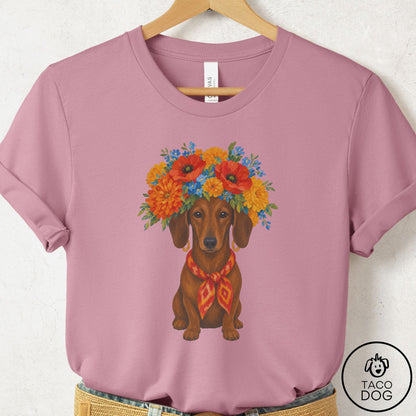 Dachshund Flower Crown T-Shirt