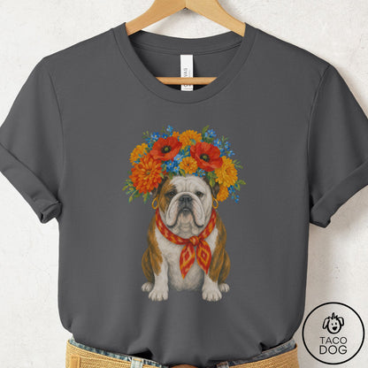 English Bulldog Flower Crown T-Shirt