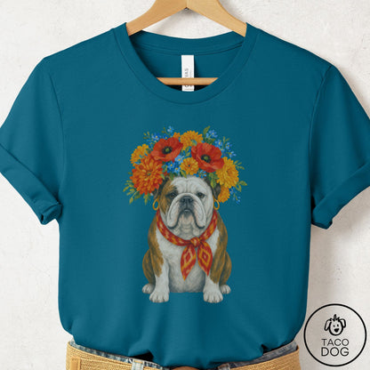 English Bulldog Flower Crown T-Shirt