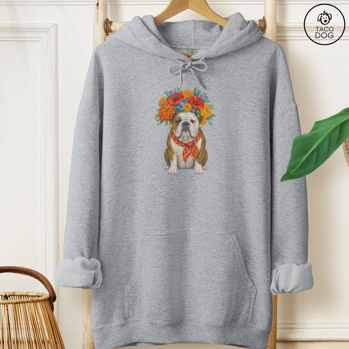 English Bulldog Flower Crown Hoodie