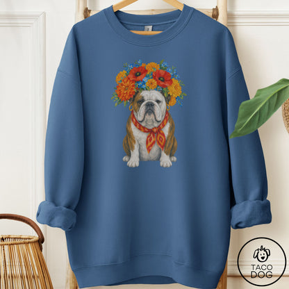English Bulldog Flower Crown Sweatshirt
