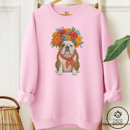 English Bulldog Flower Crown Sweatshirt