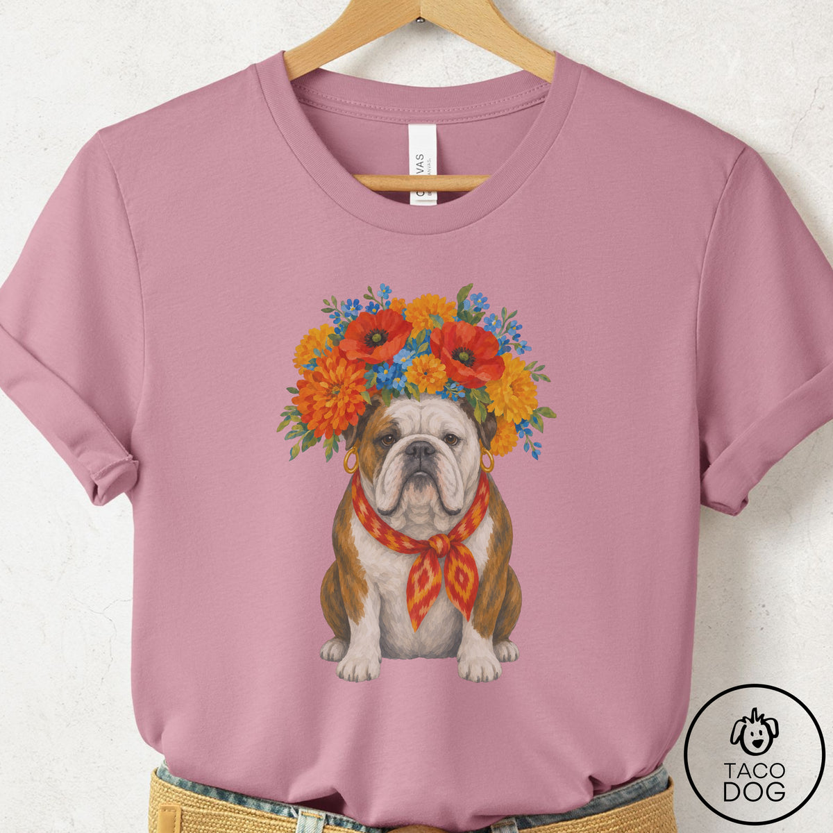 English Bulldog Flower Crown T-Shirt
