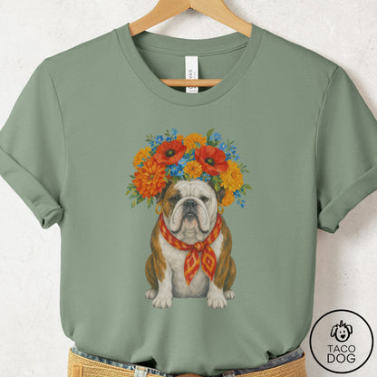 English Bulldog Flower Crown T-Shirt