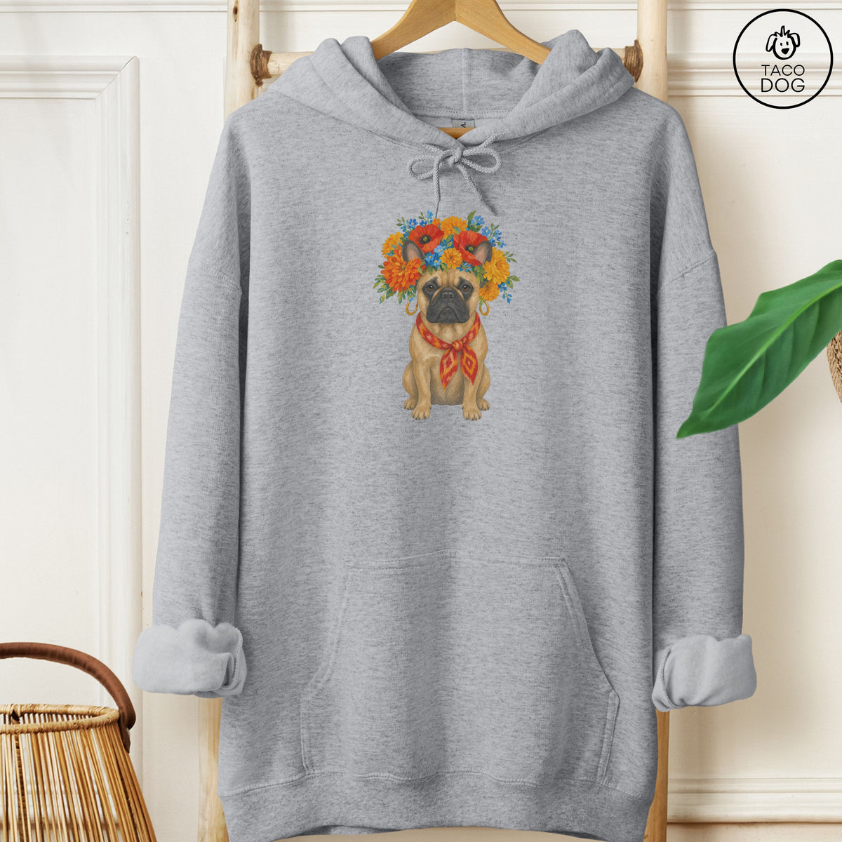 French Bulldog Frenchie Flower Crown Hoodie