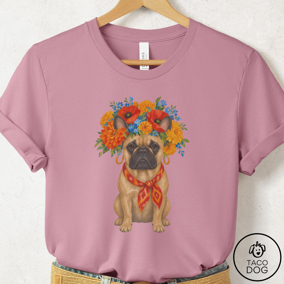 French Bulldog Frenchie Flower Crown T-Shirt