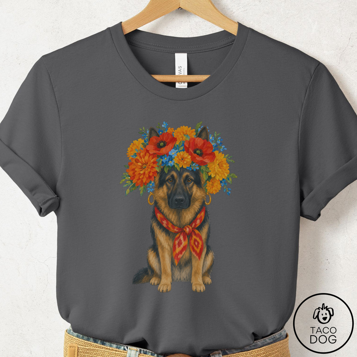 German Shepherd Flower Crown T-Shirt
