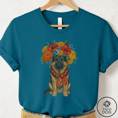 German Shepherd Flower Crown T-Shirt