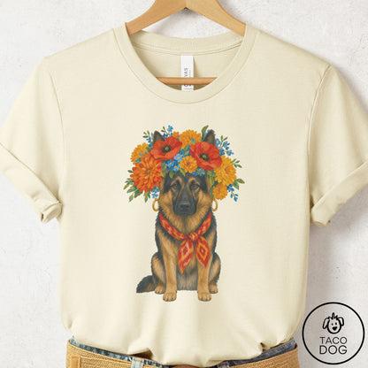 German Shepherd Flower Crown T-Shirt