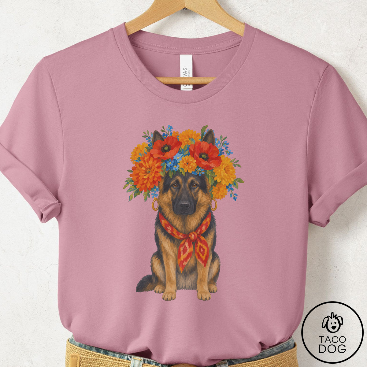 German Shepherd Flower Crown T-Shirt