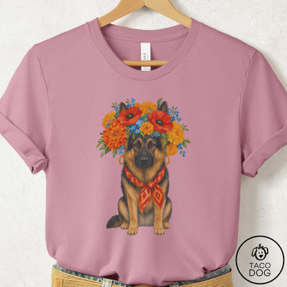 German Shepherd Flower Crown T-Shirt