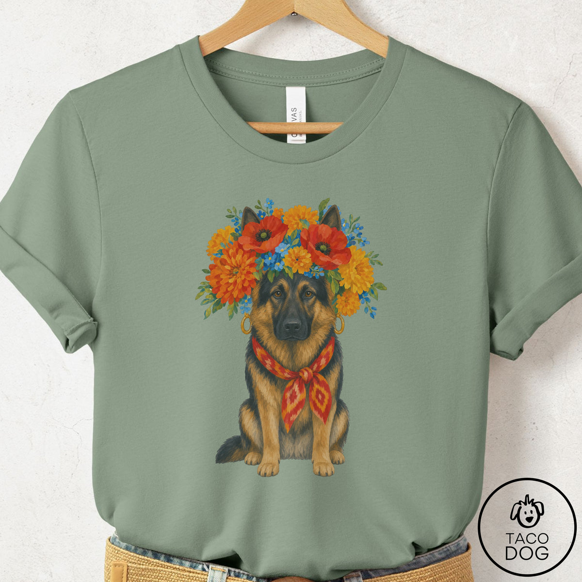 German Shepherd Flower Crown T-Shirt
