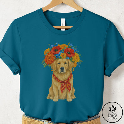 Golden Retriever Flower Crown T-Shirt
