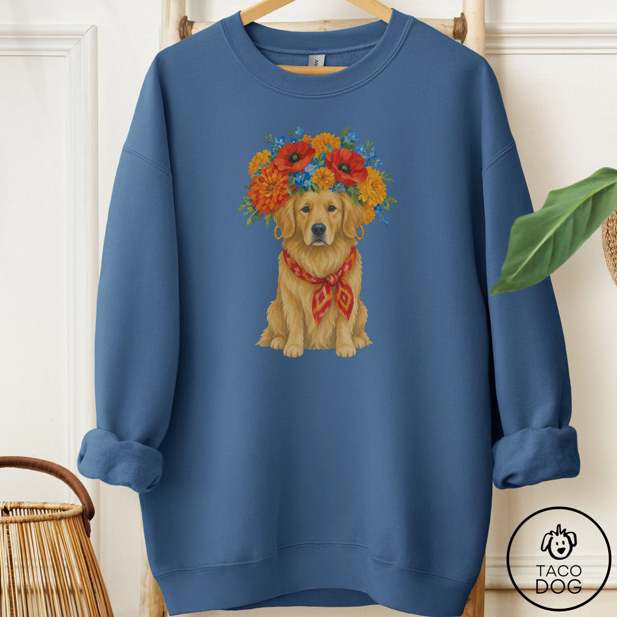 Golden Retriever Flower Crown Sweatshirt