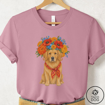 Golden Retriever Flower Crown T-Shirt