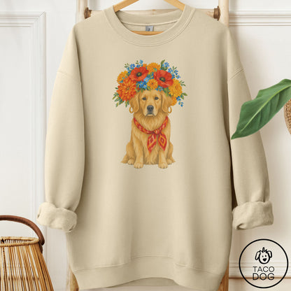Golden Retriever Flower Crown Sweatshirt